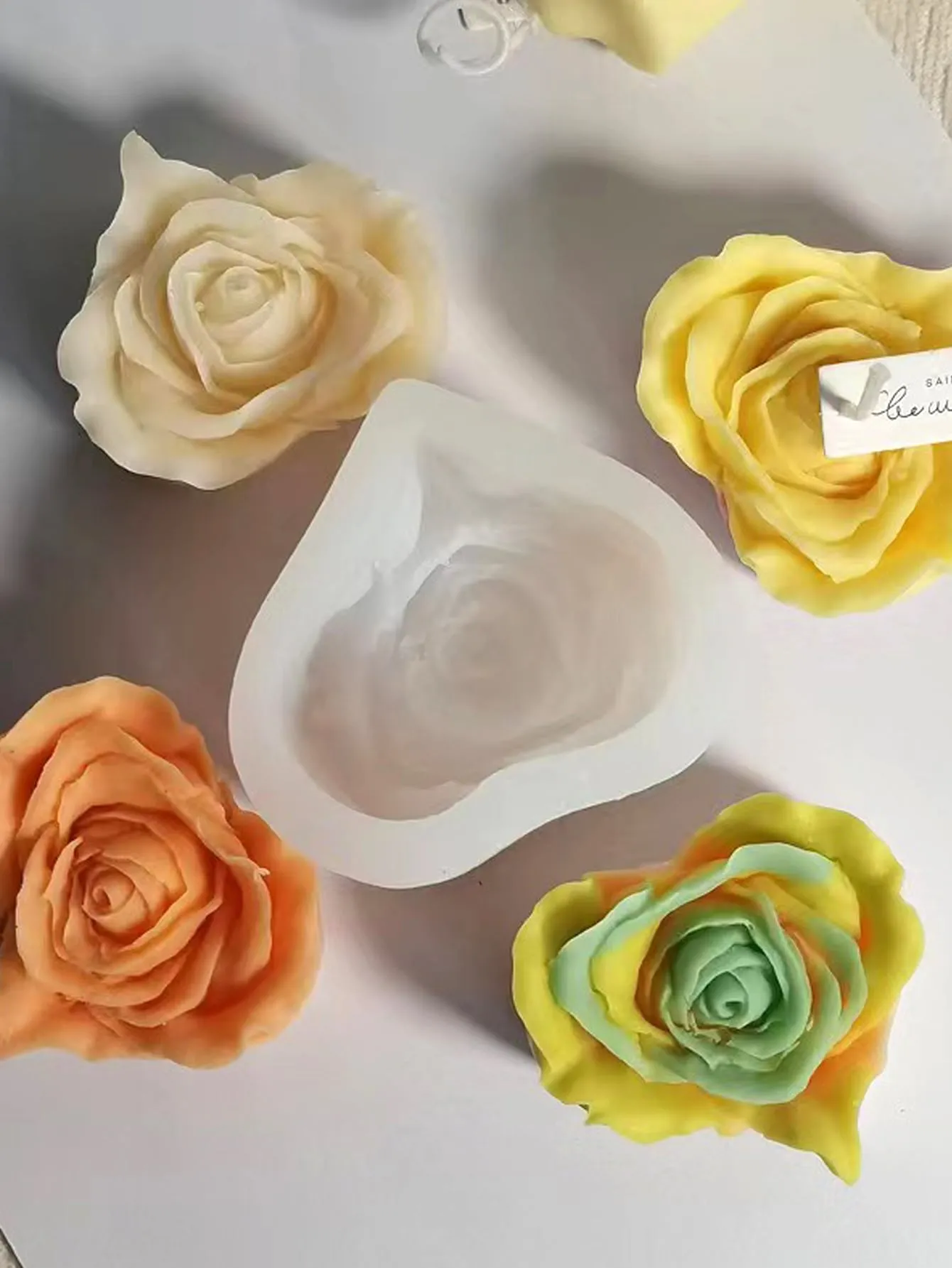 1pc Heart Flower Shaped Candle Mold DIY Soap Mold Silicone Mold Candle Making