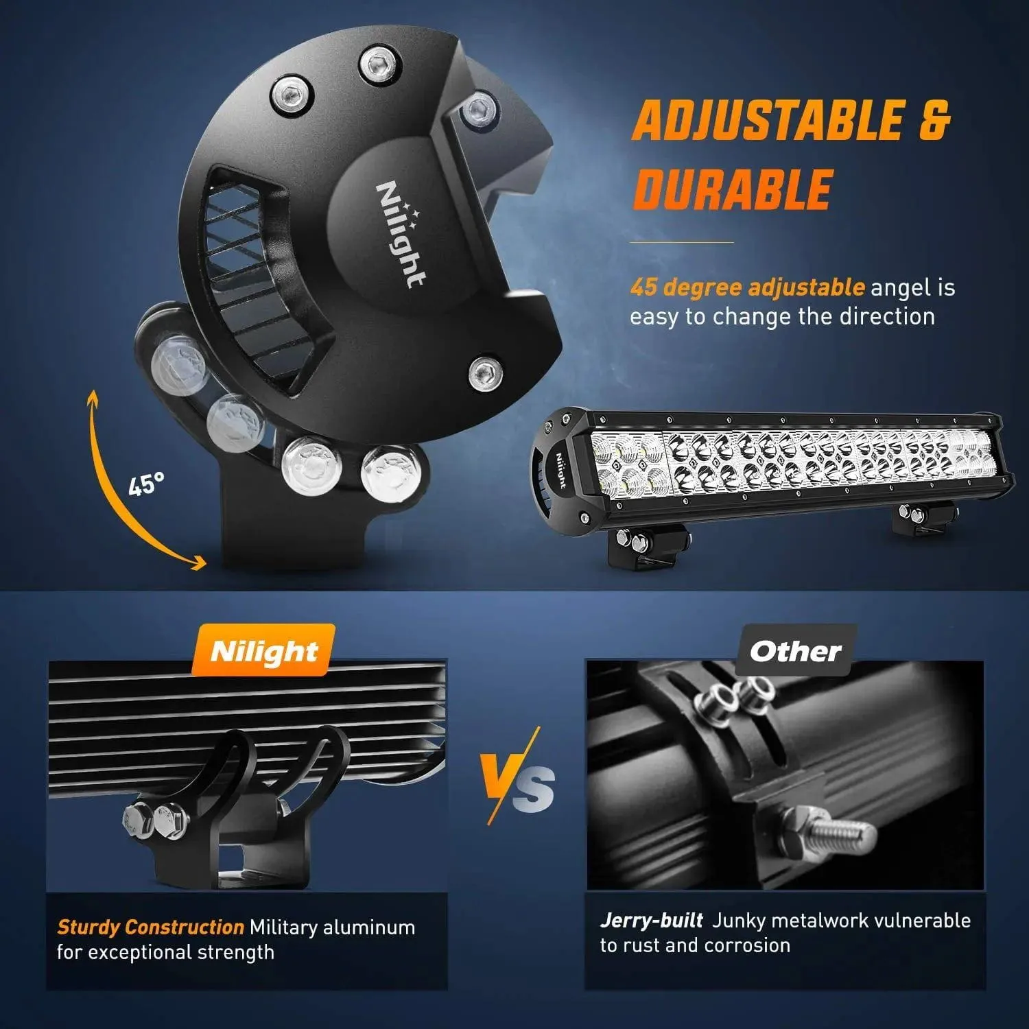 20 Inch 126W Double Row Spot Flood Led Light Bar Kit | 12FT Wire