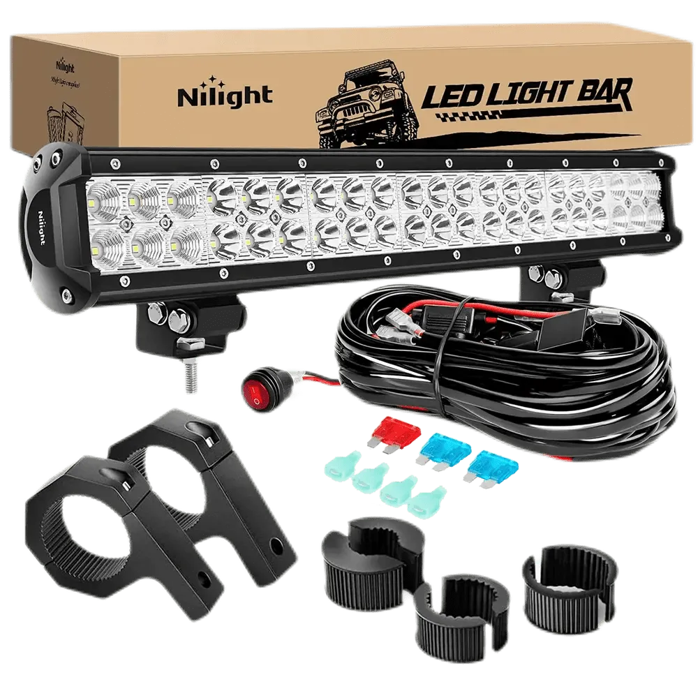 20 Inch 126W Double Row Spot Flood LED Light Bar Kit | 16AWG Wire 3Pin Switch