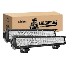 20 Inch 126W Double Row Spot Flood LED Light Bars (Pair)