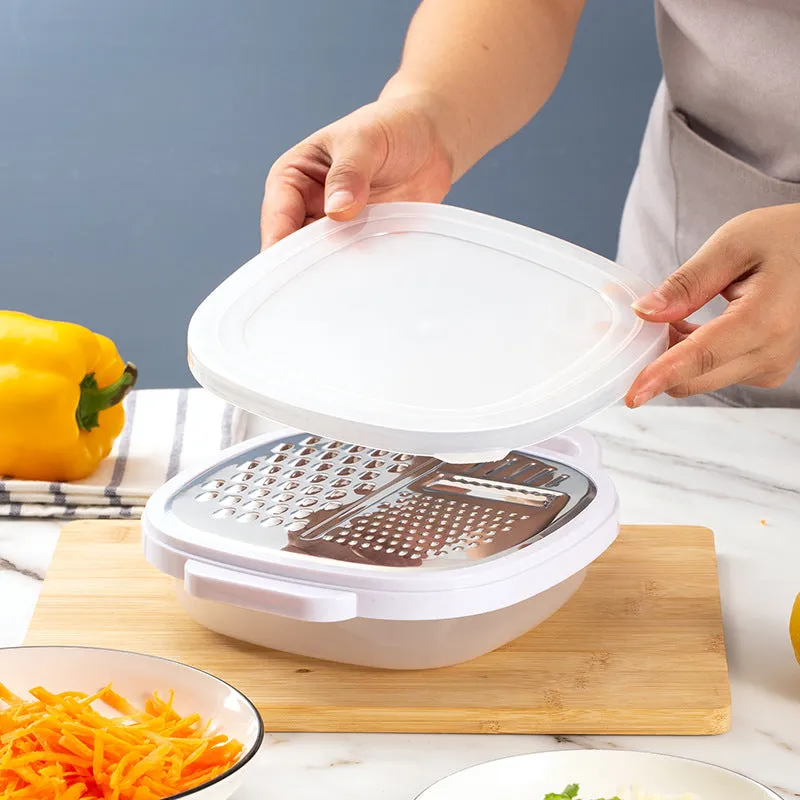 2PCS Multifunctional Kitchen Grater | Stainless Steel Cheese, Vegetable, and Fruit Shredder with Handle