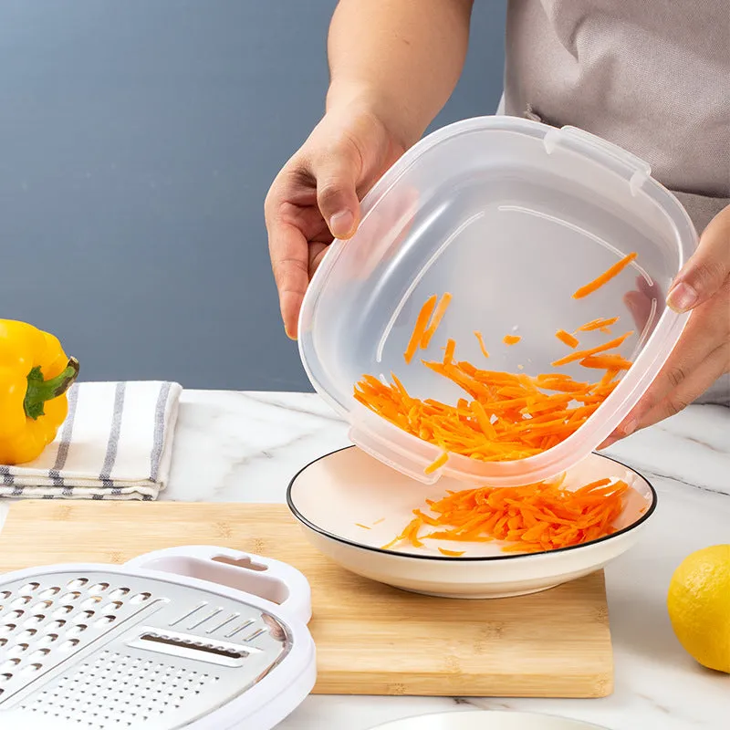 2PCS Multifunctional Kitchen Grater | Stainless Steel Cheese, Vegetable, and Fruit Shredder with Handle