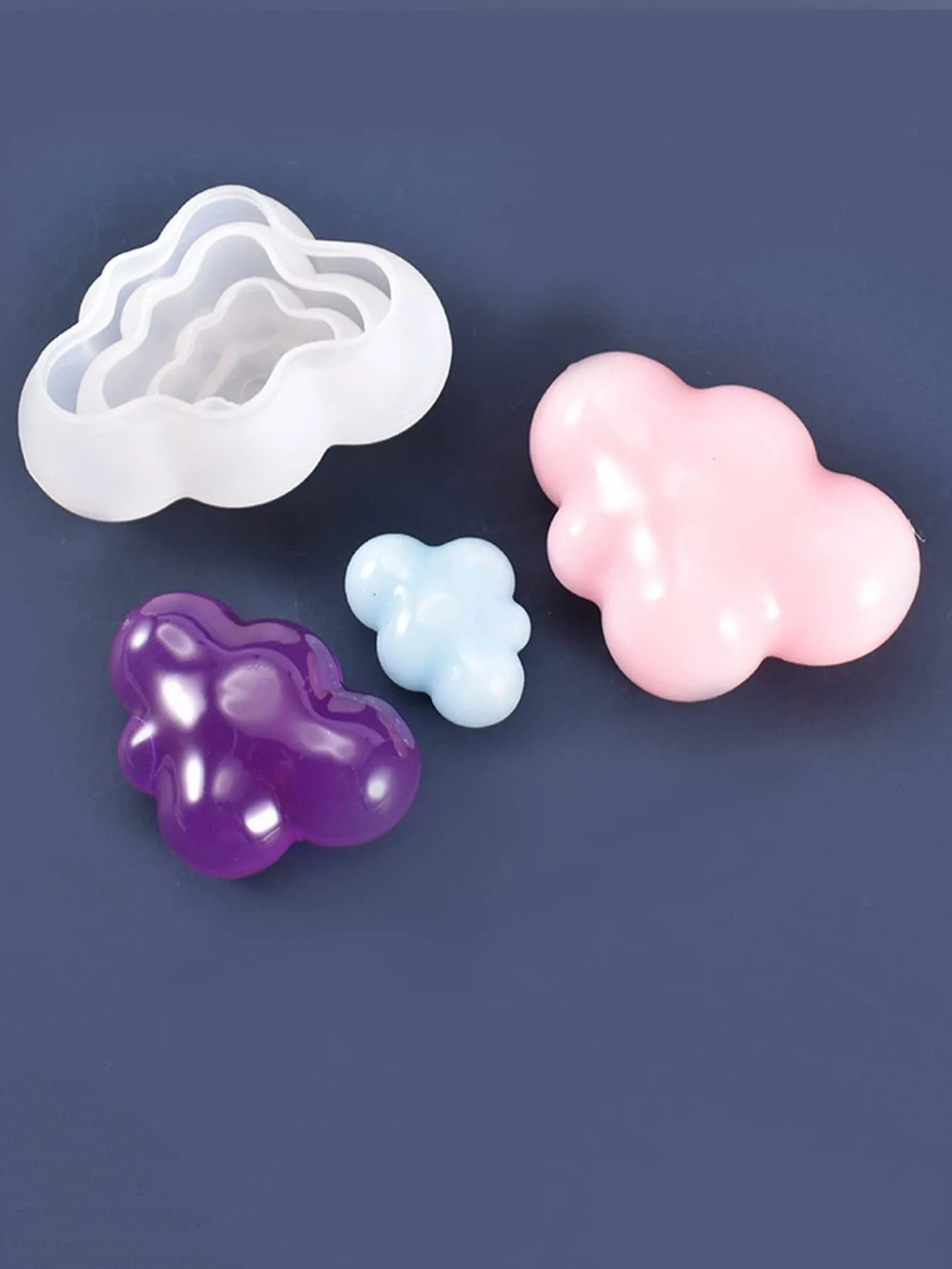 3pcs Cloud Shaped DIY Silicone Mold Clear Soap Mold Candle Mold For DIY