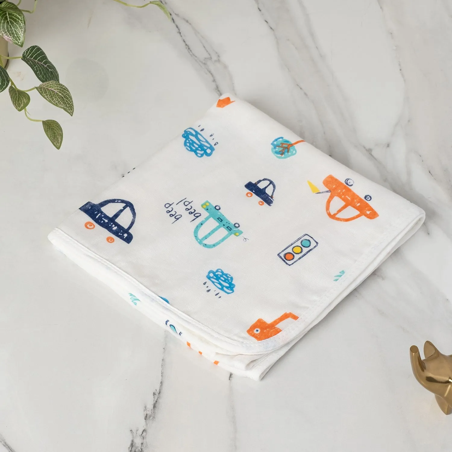 Baby Moo Car 100% Cotton Ultra Soft Eco Friendly Absorbent Towel - White