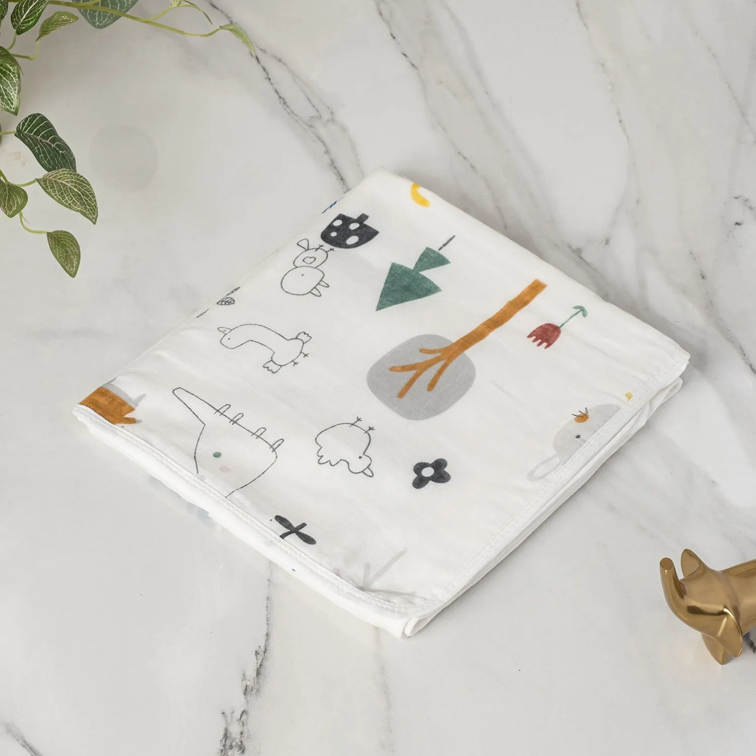 Baby Moo Zoo 100% Cotton Ultra Soft Eco Friendly Absorbent Towel - White