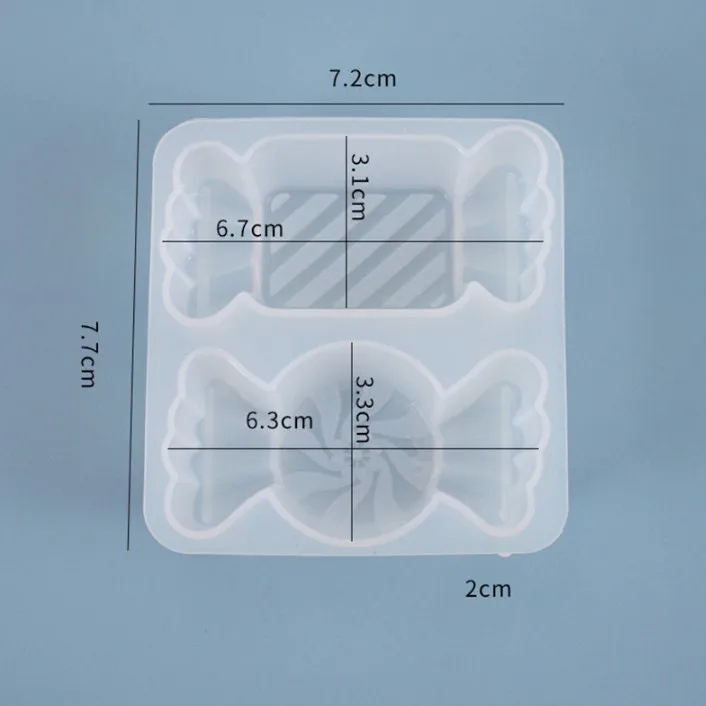 Candy Mold - Candy silicone Mold - Round and Rectangle Kawaii Wrapped Candy Sweets - Flexible Plastic Resin Mold - Cake Decorating Decor