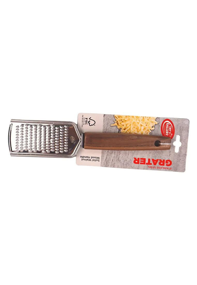 Chef's Gallery Stainless Grater with Solid Walnut Wooden Handle