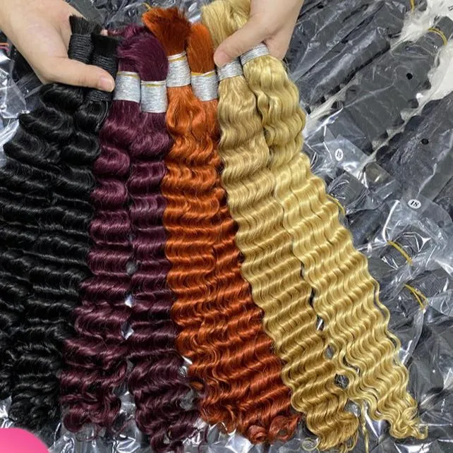 deep wave braiding bulk human hair 3 packes 300g human hair extension