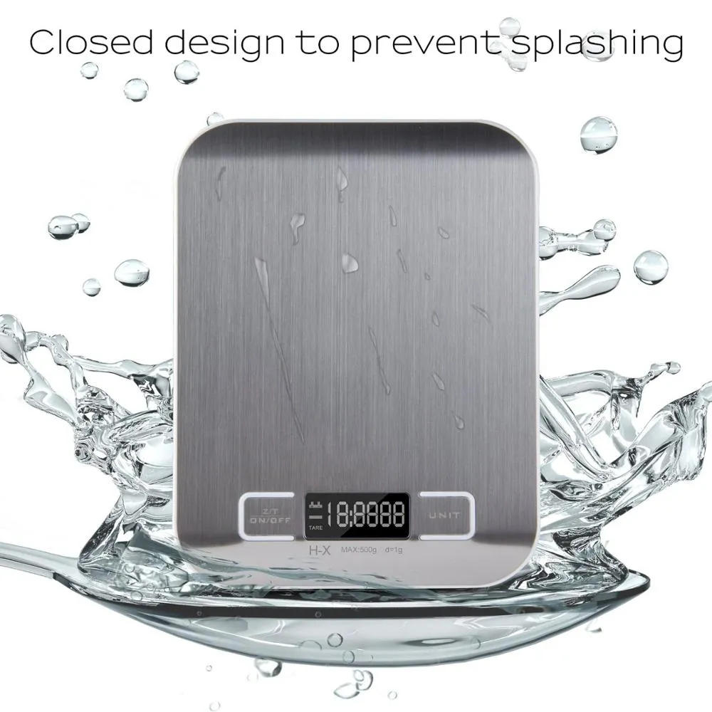 Digital Multi-function Food Kitchen Scale,Stainless Steel,11lb 5kg Stainless Steel Platform with LCD Display (Silver)