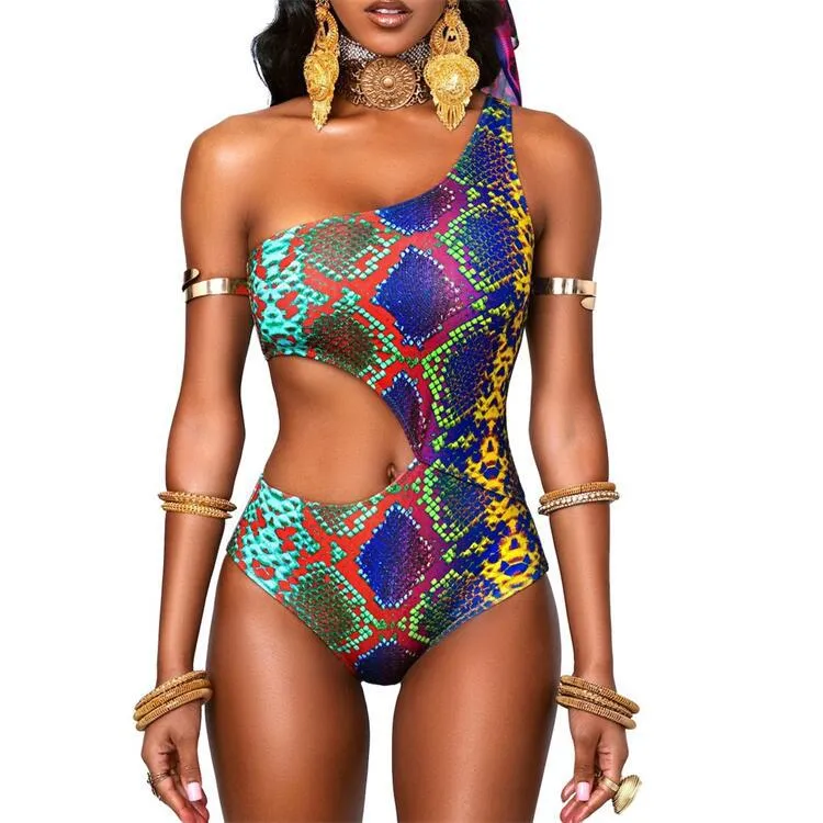 Fashion Snake Print One-Piece Swimsuit