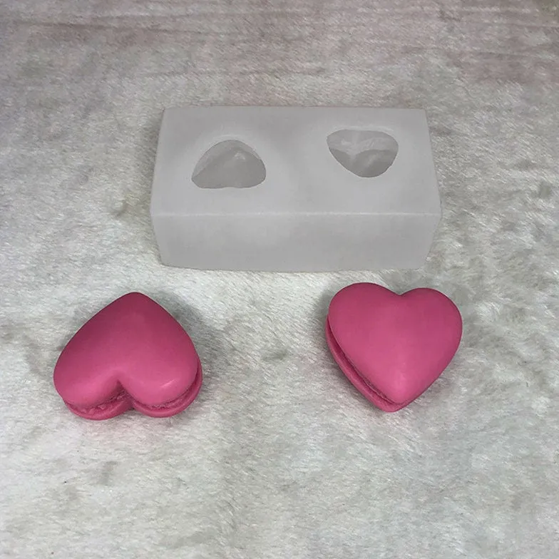 Heart Macaron Silicone Mold Sweets Mold - Wax Candle Mold Handmade Soap Plaster Clay Jewelry Making Chocolate Fondant Cake Candy Decor Mold