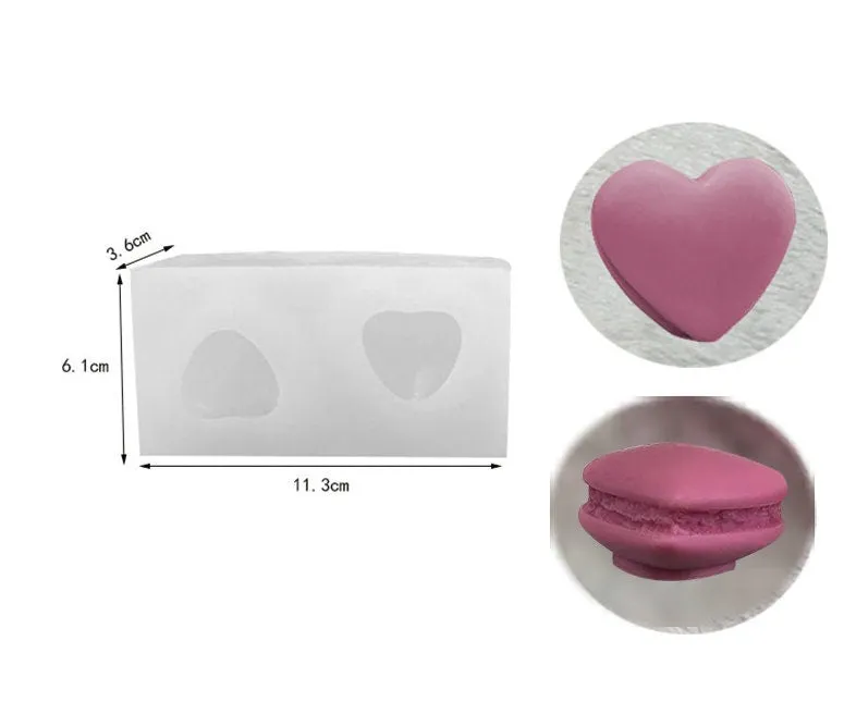 Heart Macaron Silicone Mold Sweets Mold - Wax Candle Mold Handmade Soap Plaster Clay Jewelry Making Chocolate Fondant Cake Candy Decor Mold