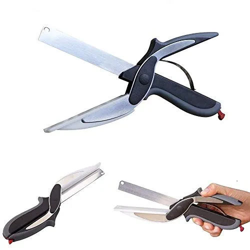 Ketsaal Clever Cutter 2 in 1 Food Chopper Vegetable & Fruit Cutter/Kitchen Scissors/Knife/Chopping/Cutting Board) Pack of 1