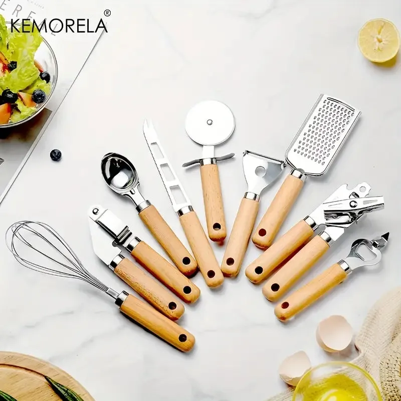 Kitchen 9Pcs Wood Handle Kitchenware Set