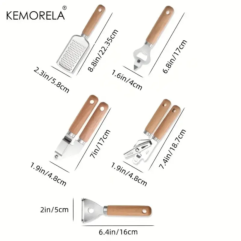Kitchen 9Pcs Wood Handle Kitchenware Set