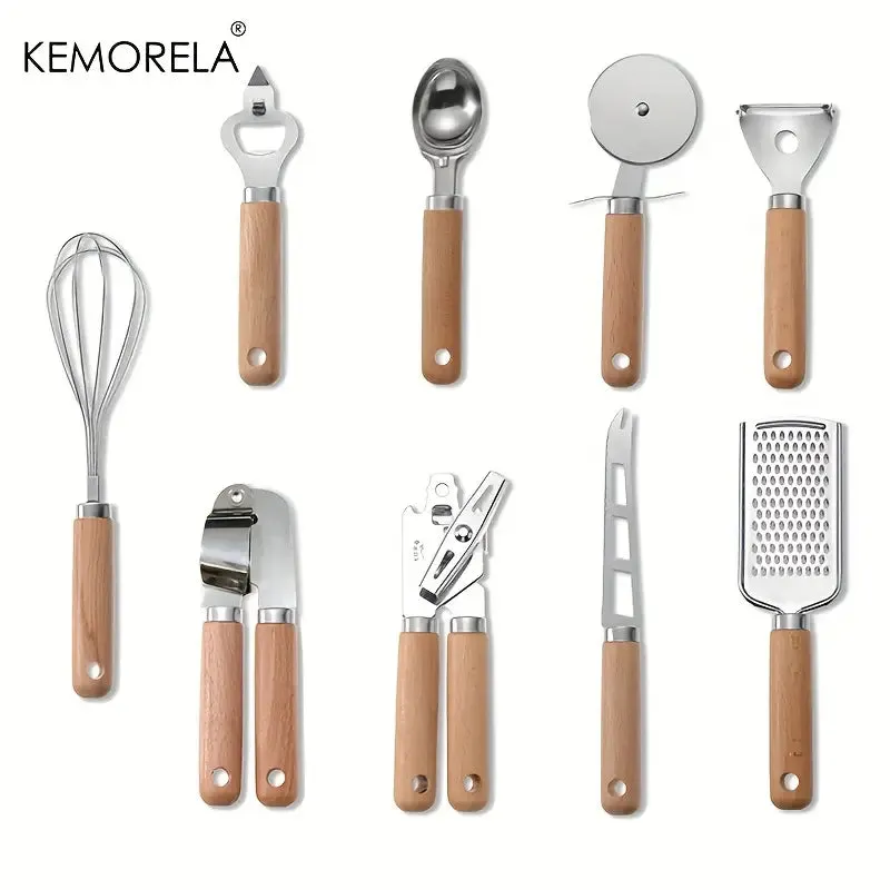 Kitchen 9Pcs Wood Handle Kitchenware Set