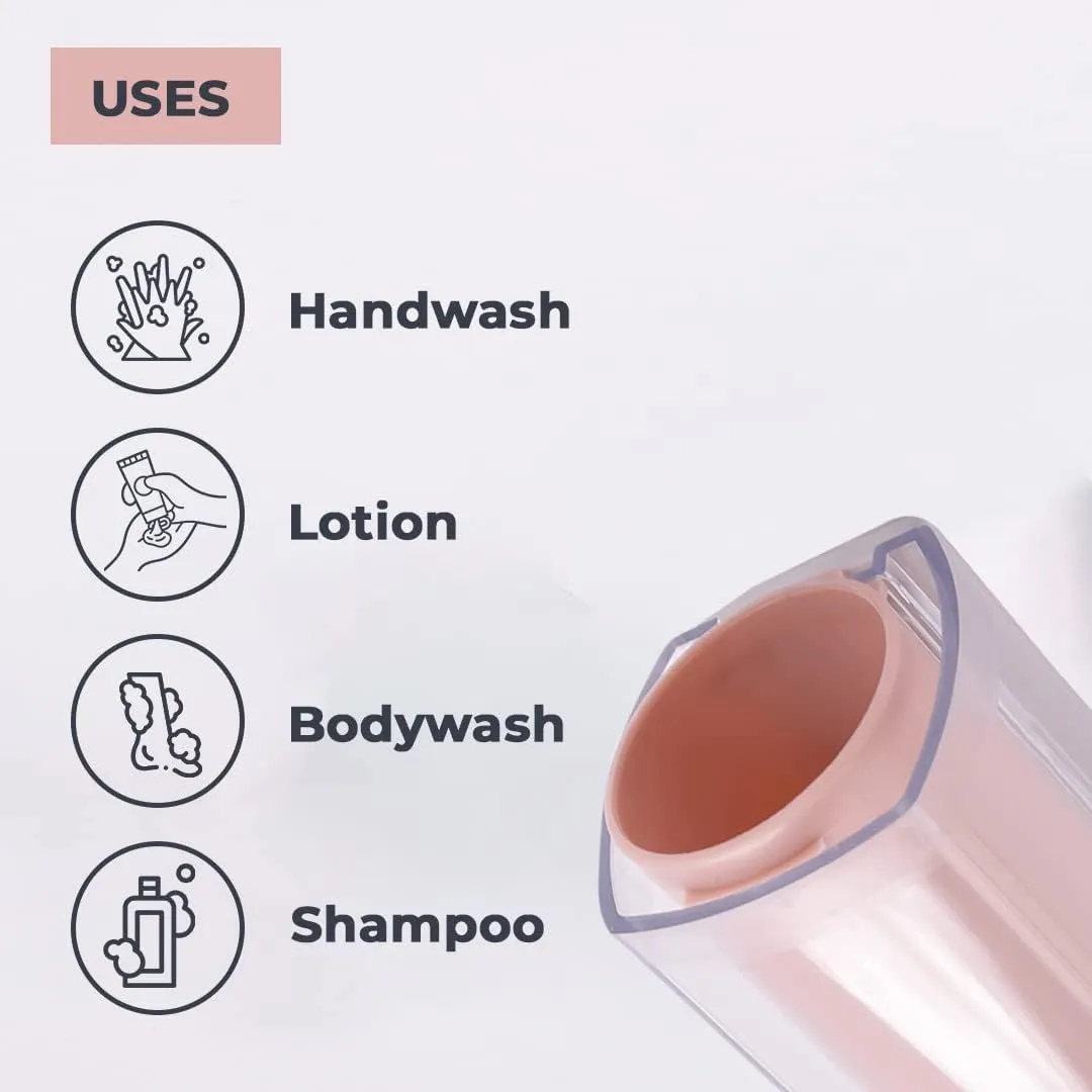 Kuber Industries Manual Shampoo & Soap Dispenser | Wall Mounted | Soap Dispenser for Kitchen & Bathroom | Refillable, Lightweight & Durable | Easy to Clean |Pink- 250 ml (Pack of 5)