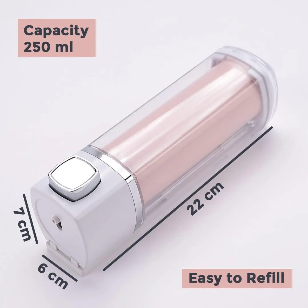 Kuber Industries Manual Shampoo & Soap Dispenser | Wall Mounted | Soap Dispenser for Kitchen & Bathroom | Refillable, Lightweight & Durable | Easy to Clean |Pink- 250 ml (Pack of 5)