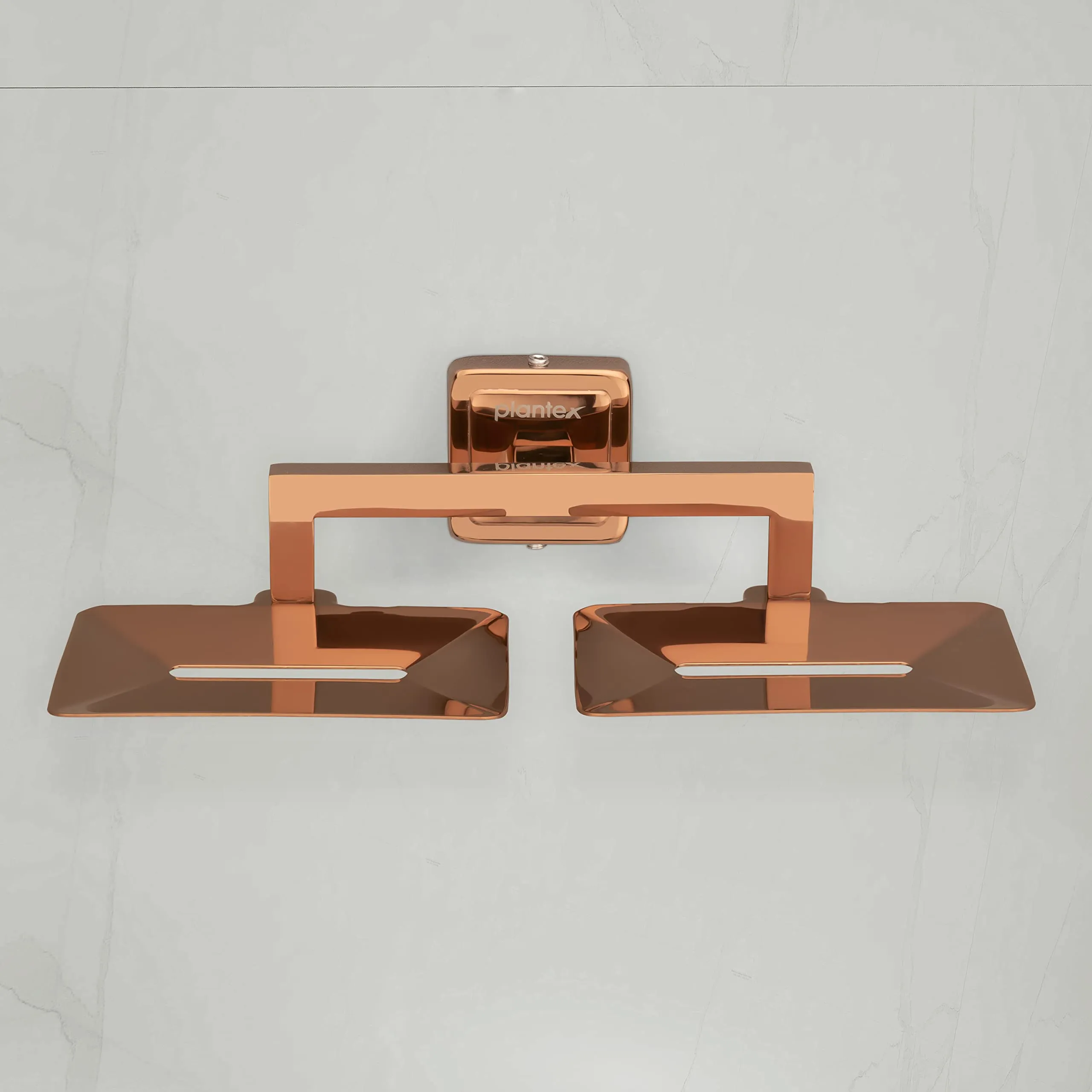 Plantex Decan Rose Gold Twin soap Holder Stand for Bathroom and wash Basin (304 Stainless Steel/Pack of 2)