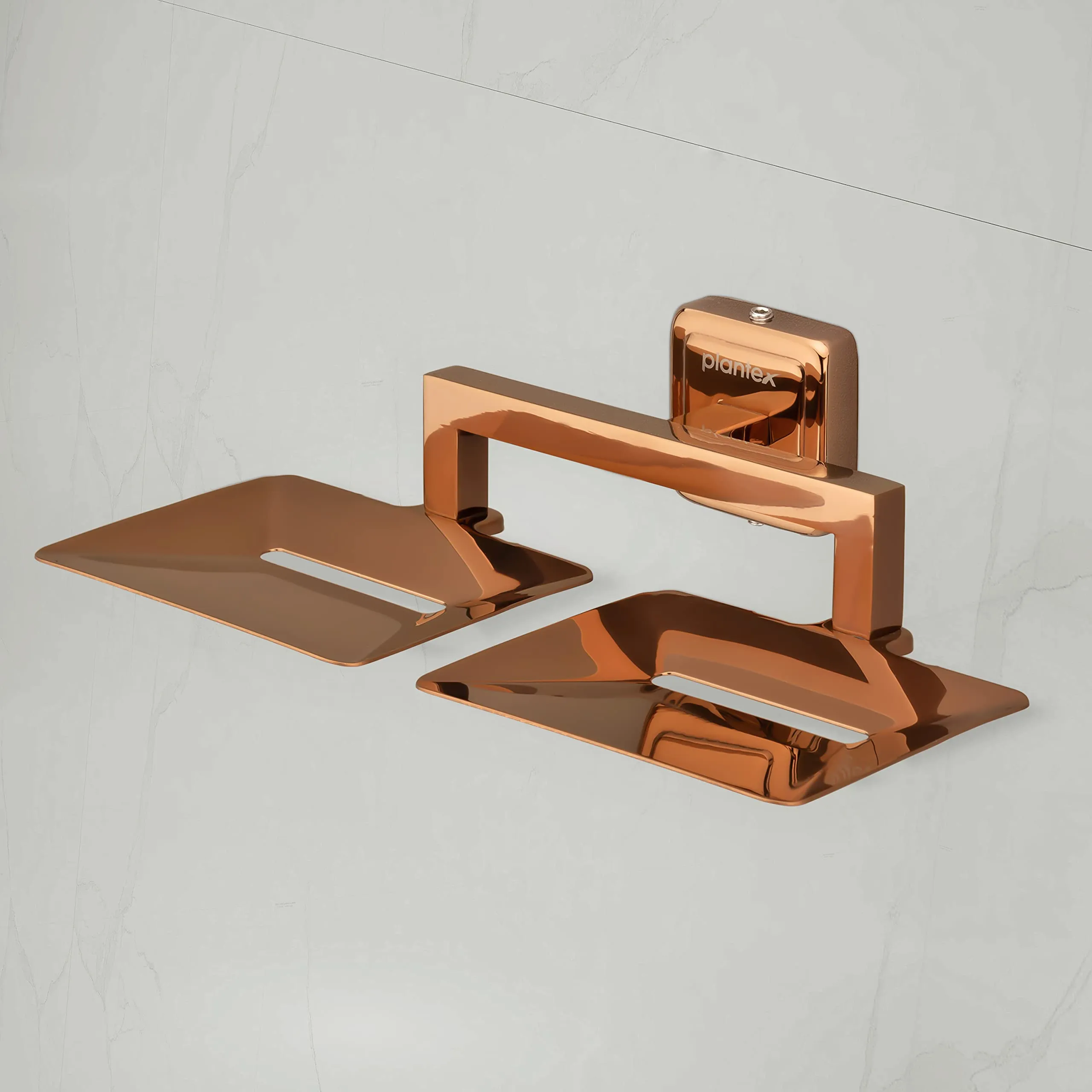 Plantex Decan Rose Gold Twin soap Holder Stand for Bathroom and wash Basin (304 Stainless Steel/Pack of 2)