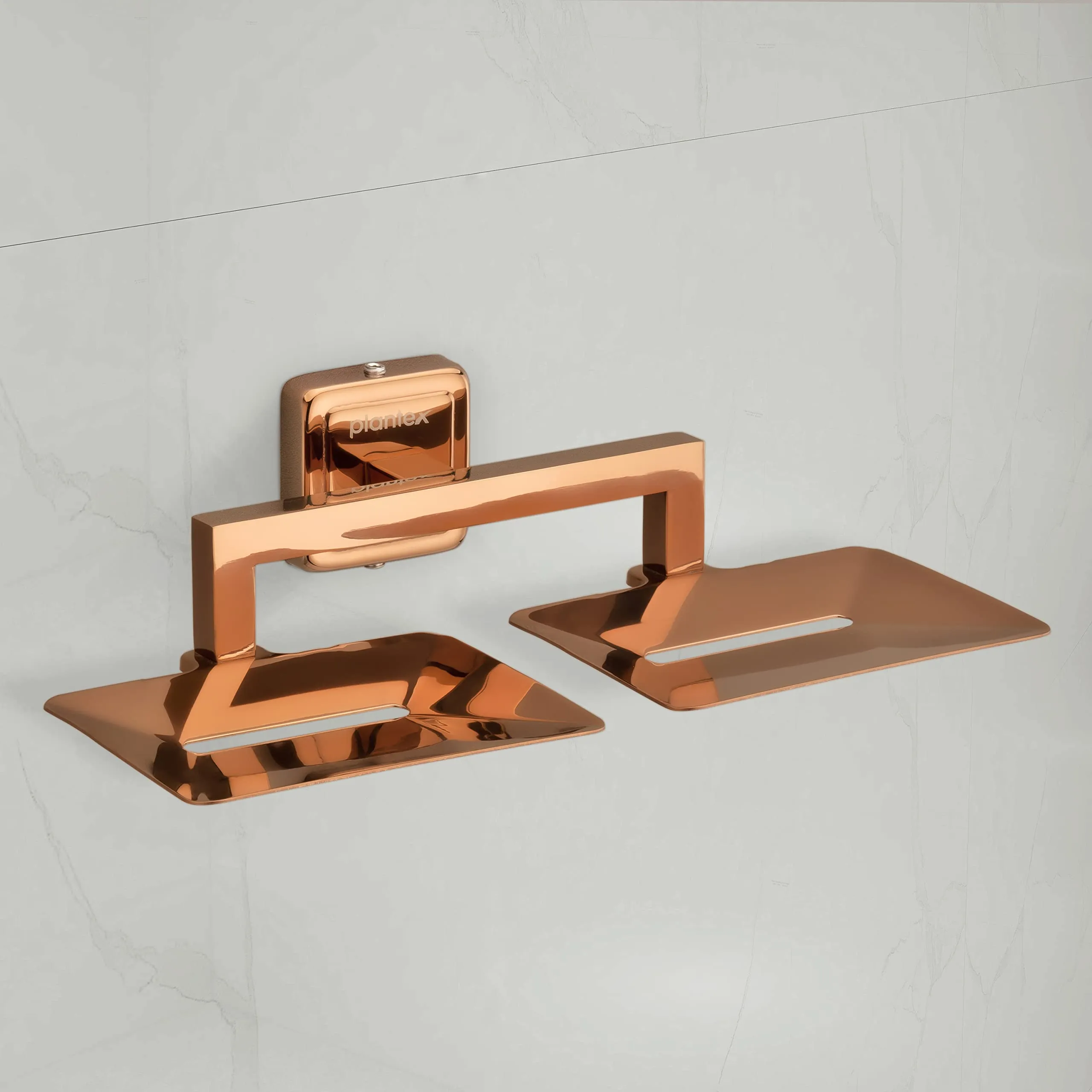Plantex Decan Rose Gold Twin soap Holder Stand for Bathroom and wash Basin (304 Stainless Steel/Pack of 2)