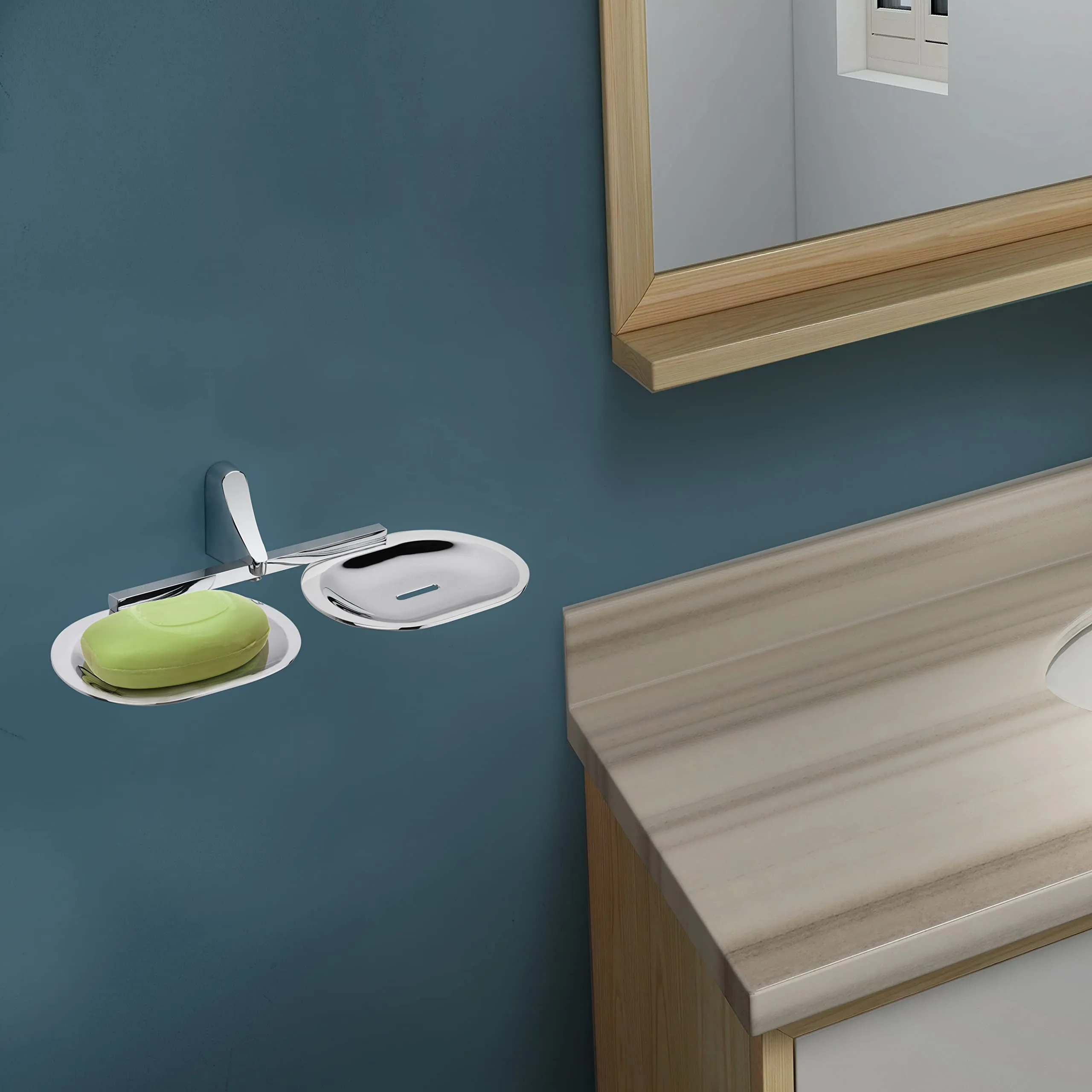 Plantex Rich Brass Bathroom Accessories - Unique Soap Holder for Bathroom/Wall Mounted Soap Holder/Soap Stand/Soap Case/Soap Dish(Chrome)