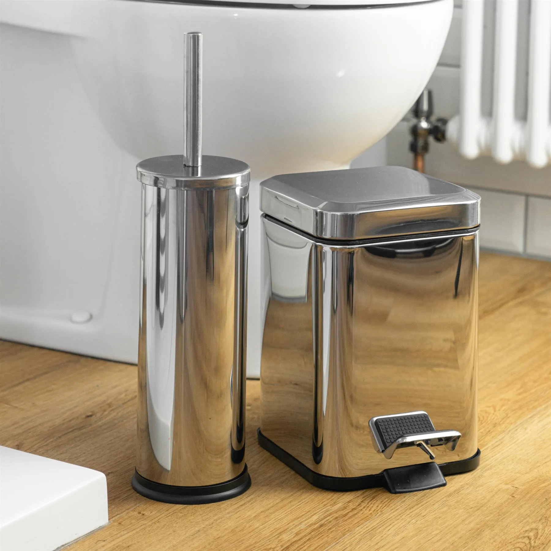 Round Stainless Steel Toilet Brush & Holder - By Harbour Housewares