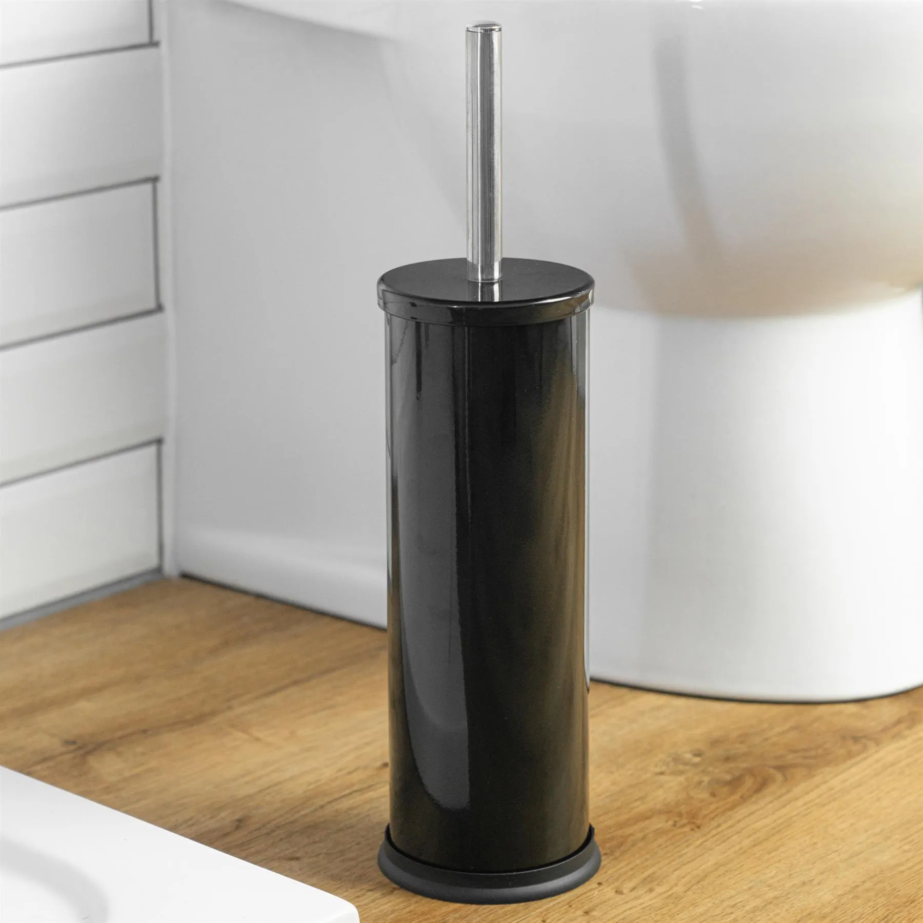 Round Stainless Steel Toilet Brush & Holder - By Harbour Housewares