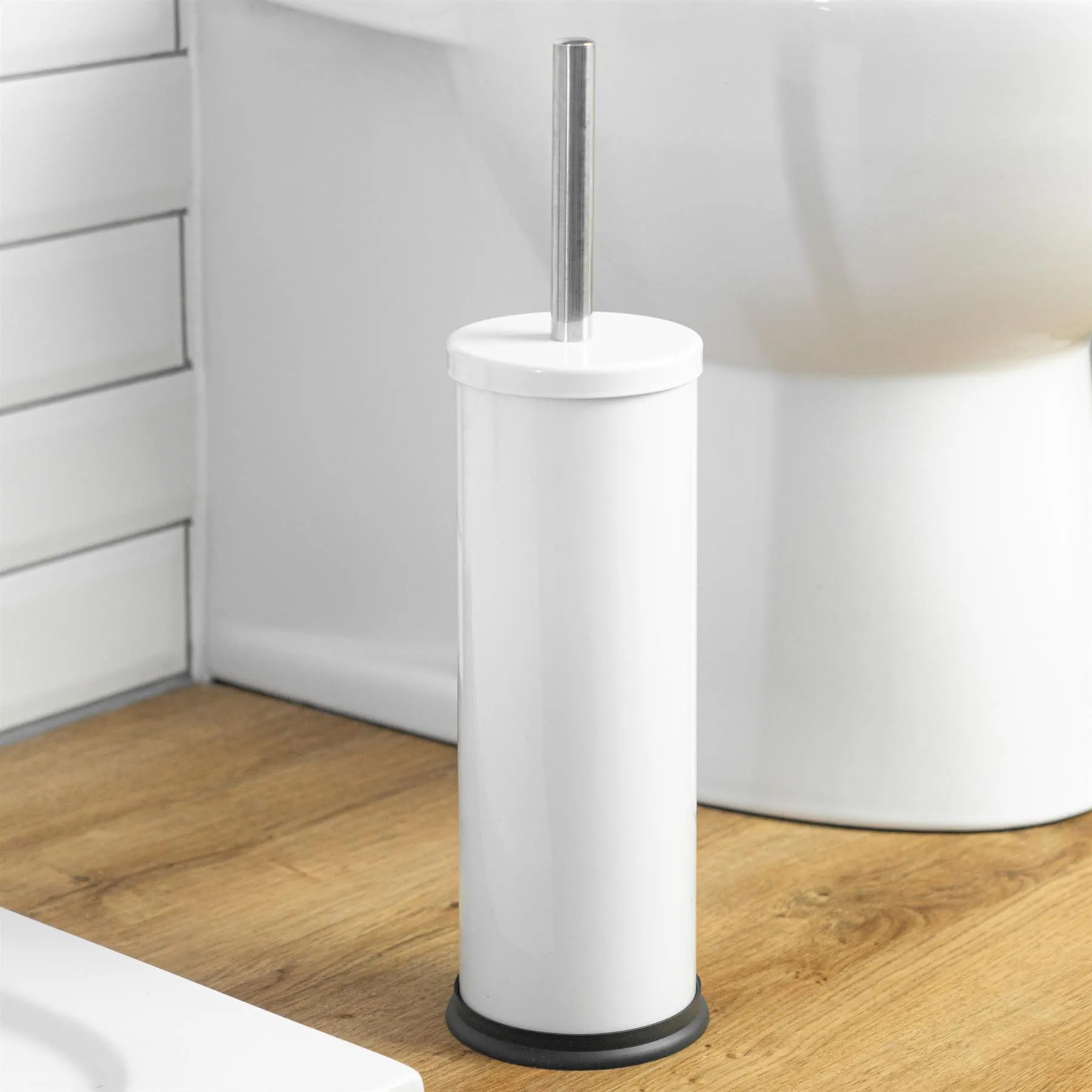 Round Stainless Steel Toilet Brush & Holder - By Harbour Housewares