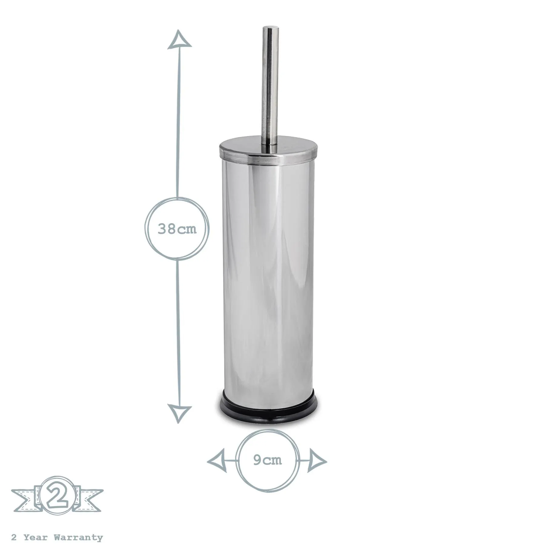 Round Stainless Steel Toilet Brush & Holder - By Harbour Housewares
