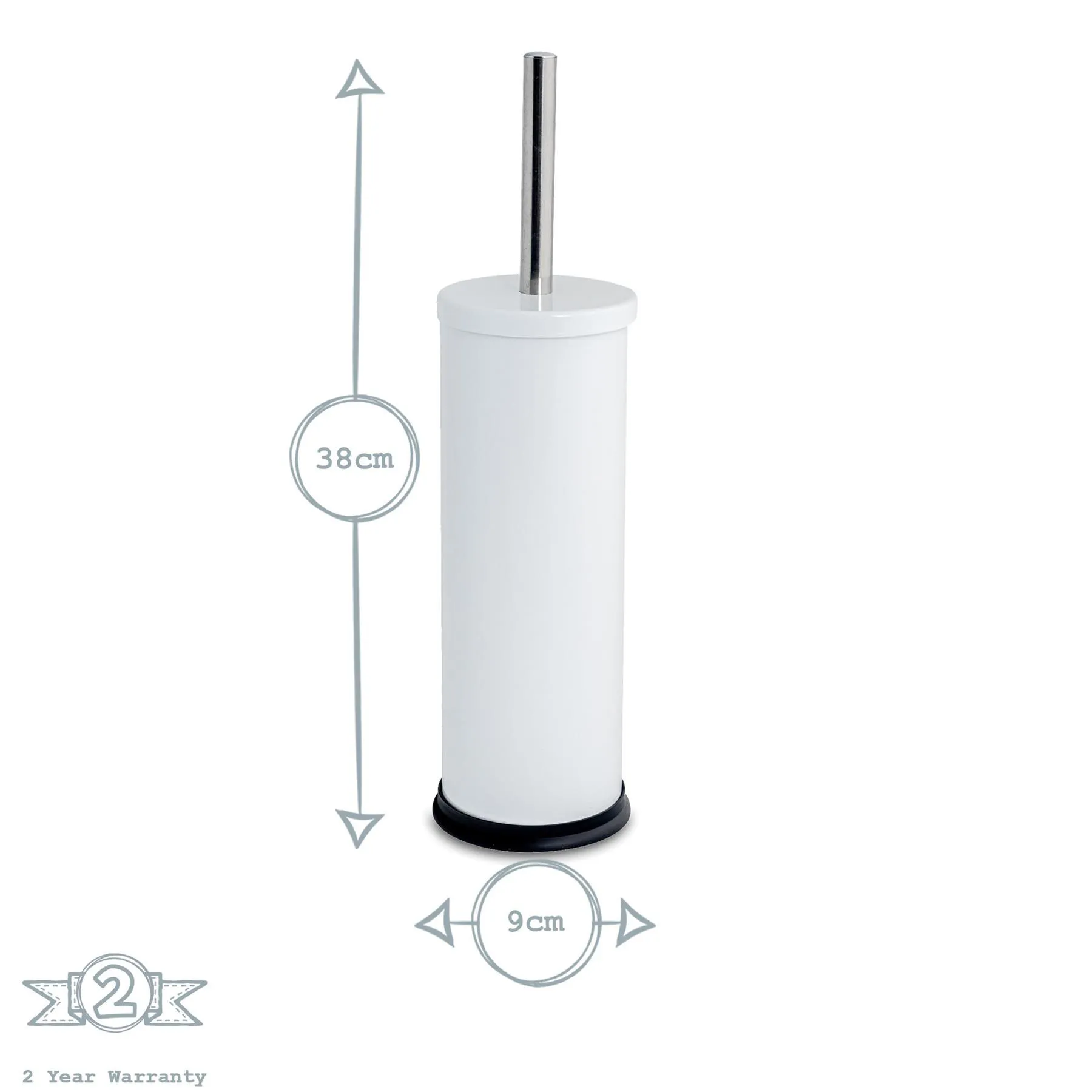 Round Stainless Steel Toilet Brush & Holder - By Harbour Housewares