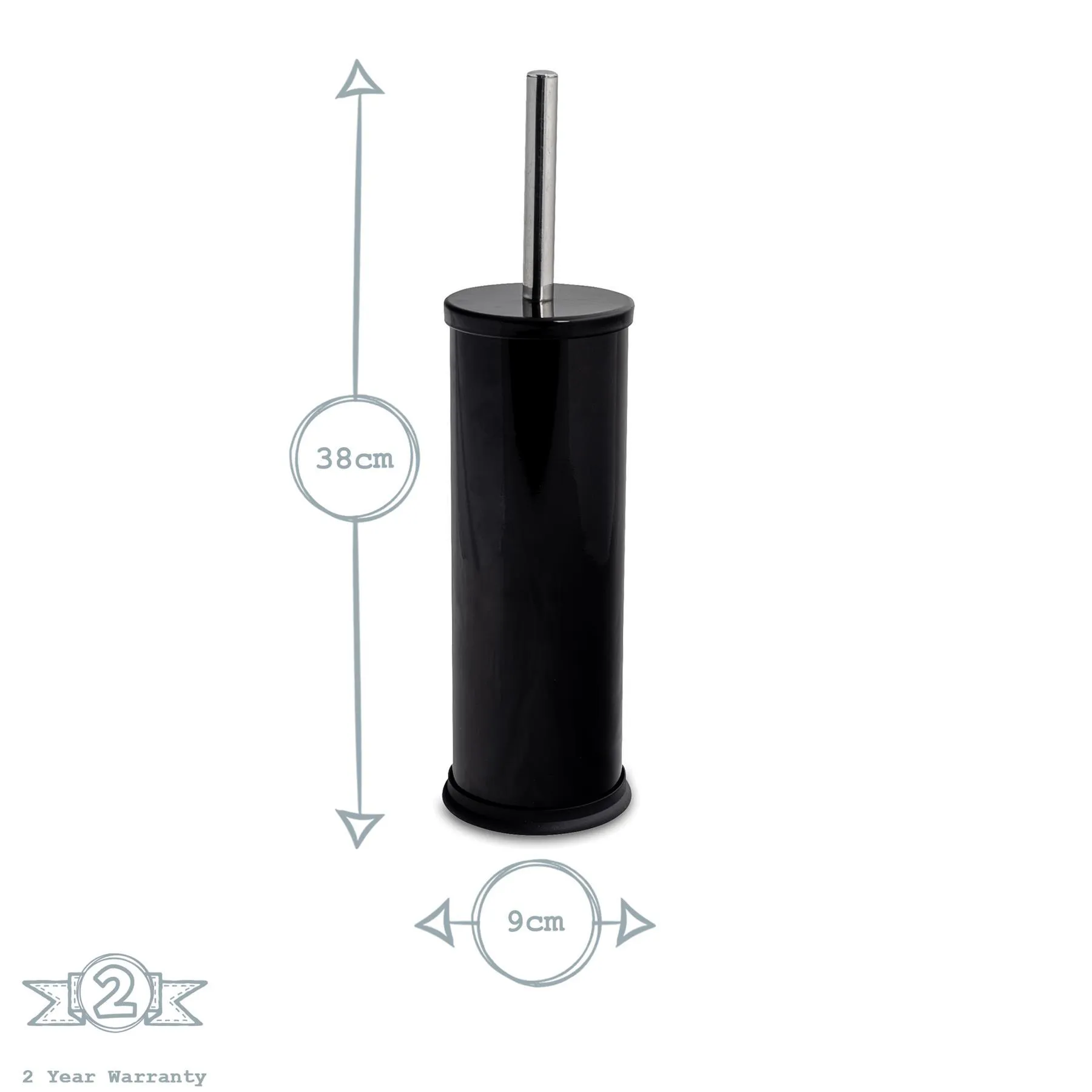 Round Stainless Steel Toilet Brush & Holder - By Harbour Housewares