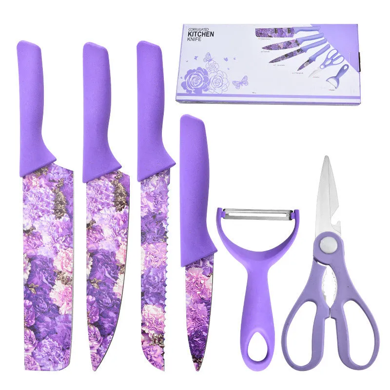 Stainless Steel Knife Six-piece Printed Knife Body