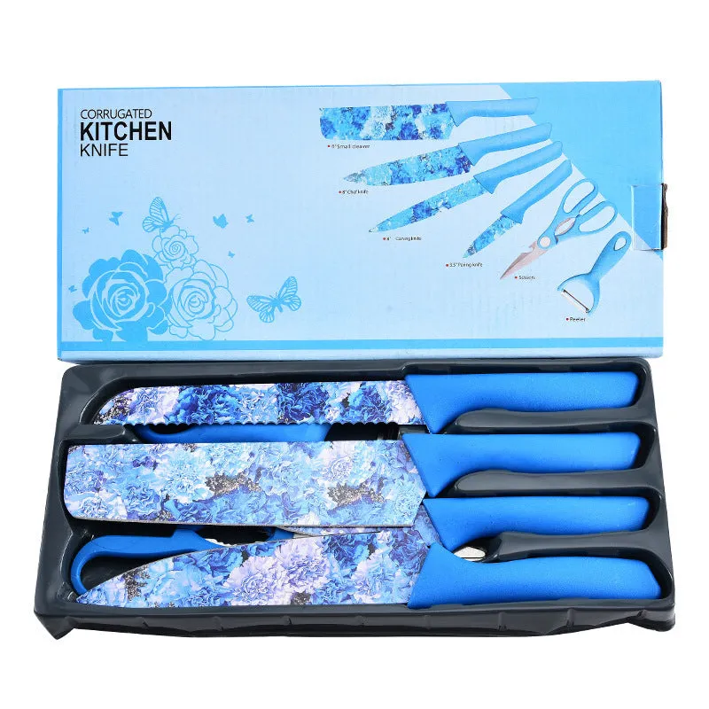 Stainless Steel Knife Six-piece Printed Knife Body