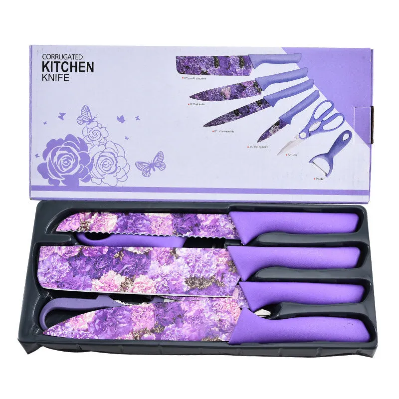 Stainless Steel Knife Six-piece Printed Knife Body