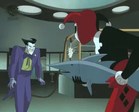 The New Batman Adventures Original Production Cel With Matching Drawing: Joker and Harley Quinn